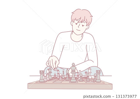 Man playing chess feel frustrated 131373977