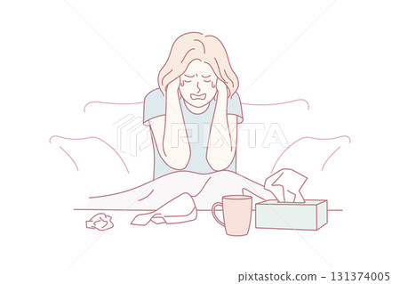 Unhappy woman crying at home 131374005