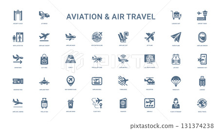 array aviation air travel-themed icons industry 131374238