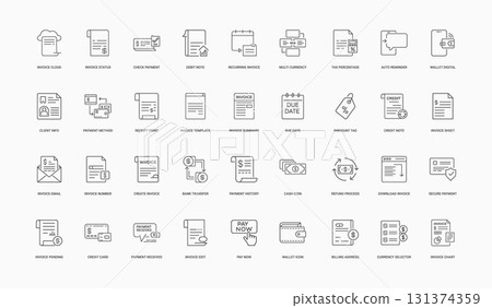 collection invoice-related icons business payment process, Currency Reminder Recurring Tax 131374359