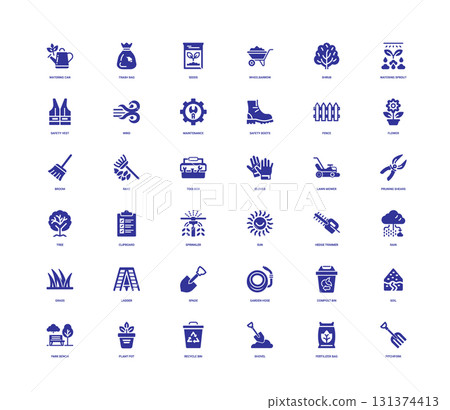 tools elements groundskeeping gardening collection dark blue icons tools elements groundskeeping gardening collection dark blue icons 131374413