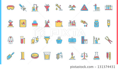 collection laboratory science research chemistry flat icons collection laboratory science research chemistry flat icons 131374431