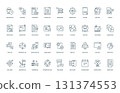 collection linear icons concepts project management, stakeholder handover team chat doc link icon dependency 131374553