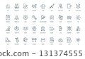 collection line art icons security protection, dog security hat key monitor guard, minimal thin line web outline collection, simple vector illustration 131374555