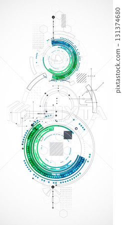 Abstract background. Scientific and technological concept with the use of technical elements formed in the shape of a circle. Vector Abstract background. Scientific and technological concept with the use of technical elements formed in the shape of a circle. Vector 131374680