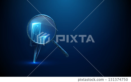 3D blue lightning bolt under magnifying glass. Energy analysis, renewable energy, green energy, scientific investigation, energy source research concept. 3D blue lightning bolt under magnifying glass. Energy analysis, renewable energy, green energy, scientific investigation, energy source research concept. 131374750