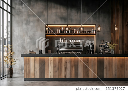 Stylish cafe interior design 131375027