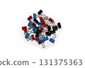 Pile of Colorful Binder Clips on White Background 131375363