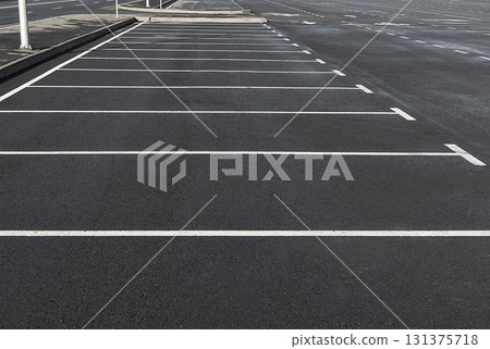 Empty parking lot outdoor with white marking lines 131375718