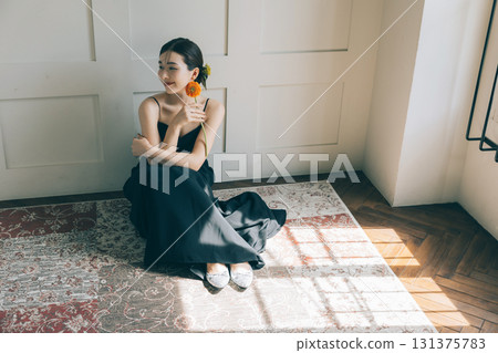 Woman in a black wedding dress 131375783