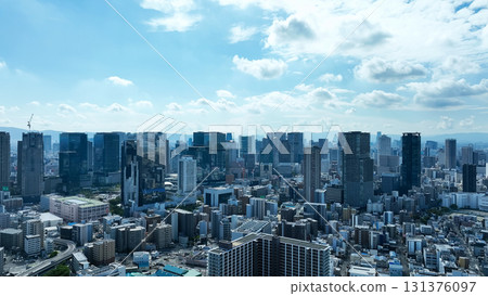 Drone aerial view of modern city and blue sky 131376097