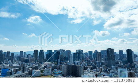 Drone aerial view of modern city and blue sky 131376098