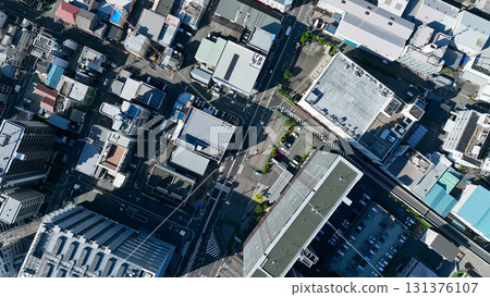Aerial view of modern city and roads taken by drone Aerial view of modern city and roads taken by drone 131376107