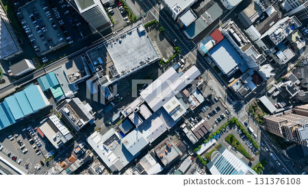 Aerial view of a modern city taken by drone 131376108