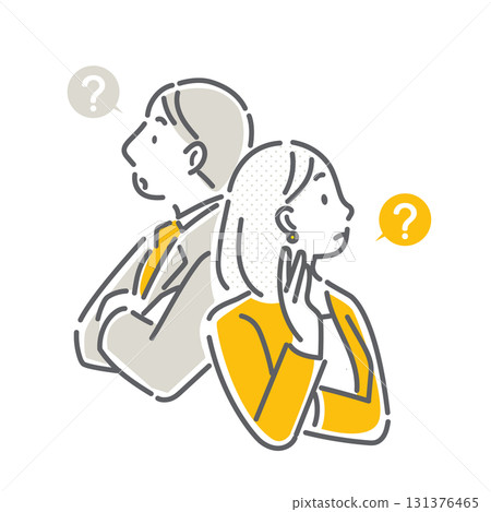 Thinking business person - simple and stylish line drawing illustration 131376465