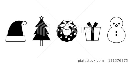 聖誕節單色簡單圖示集 聖誕節單色簡單圖示集 131376575