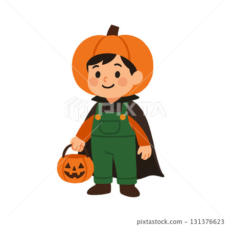 Halloween pumpkin costume children illustration 131376623