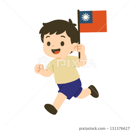 男孩拿著台灣國旗奔跑的插圖 131376627