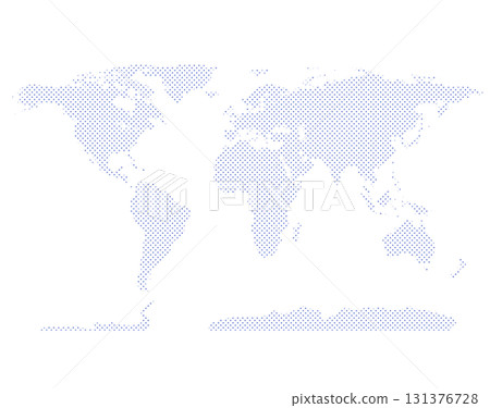 Cartoon Illustration Of Dotted Flat World Map Isolated On White Background 131376728