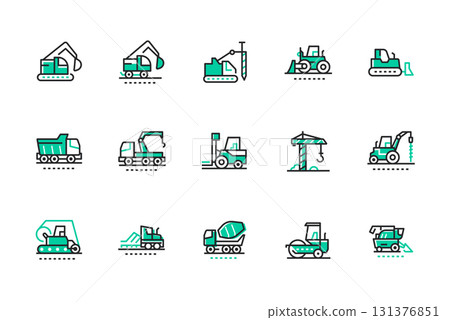 Construction machines - line design style icons 131376851