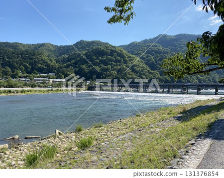 Togetsukyo Bridge seen from the riverbed 131376854