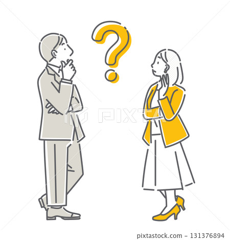 Thinking business person - simple and stylish line drawing illustration 131376894