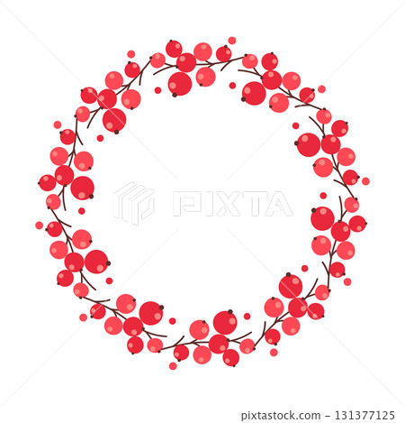 Autumn rowan berry wreath illustration in flat style on white background for seasonal decoration Autumn rowan berry wreath illustration in flat style on white background for seasonal decoration 131377125
