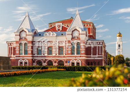 Samara, Russia - April 10, 2025: Drama theater in Samara, Russia, at sunset Samara, Russia - April 10, 2025: Drama theater in Samara, Russia, at sunset 131377254