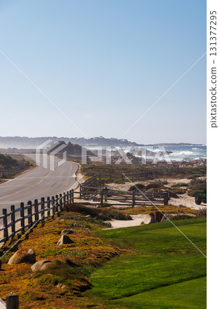 Scenic view of California 17-Mile Drive on a sunny day Scenic view of California 17-Mile Drive on a sunny day 131377295