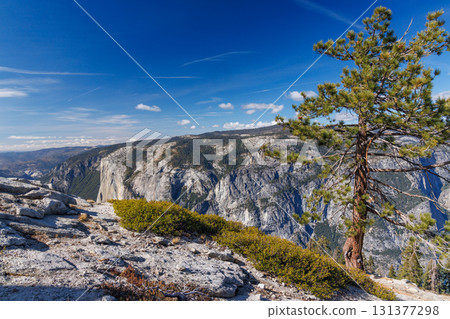 Scenic summer landscape in Yosemite National Park with mountains, forest, and sky Scenic summer landscape in Yosemite National Park with mountains, forest, and sky 131377298