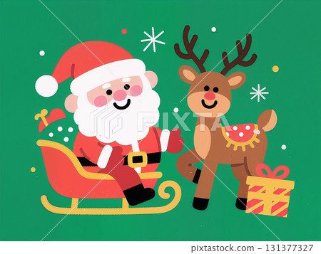 Santa Claus and reindeer with gifts 2 131377327