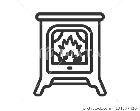 Illustration of a fireplace icon (line drawing) Illustration of a fireplace icon (line drawing) 131377420