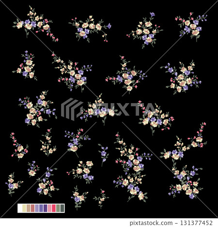 Abstract cute and simple flower material collection, 131377452
