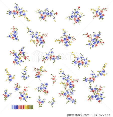 Abstract cute and simple flower material collection, 131377453