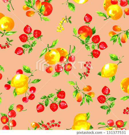 水彩水果紡織圖案， 131377531
