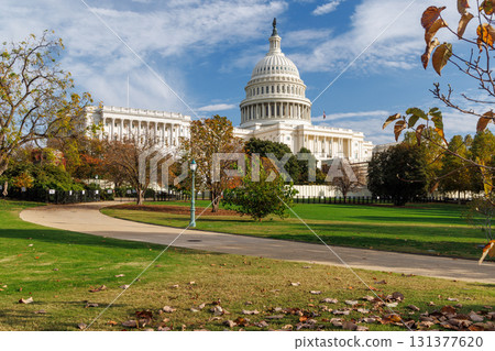The U.S. Capitol in Washington, D.C., surrounded by vibrant autumn foliage The U.S. Capitol in Washington, D.C., surrounded by vibrant autumn foliage 131377620