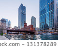 Scenic view of downtown Chicago during sunset 131378289