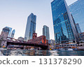 Scenic view of downtown Chicago during sunset 131378290