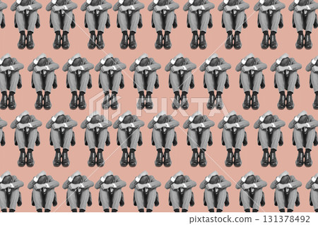 pattern of businessmen curled up in the floor 131378492