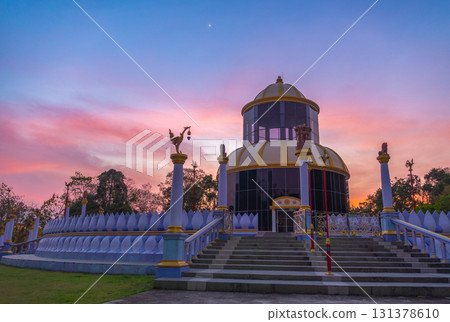 scenery sunset at beautiful pagoda. scenery sunset at beautiful pagoda. 131378610