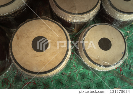 The finished drum set is ready to be sold. The finished drum set is ready to be sold. 131378624