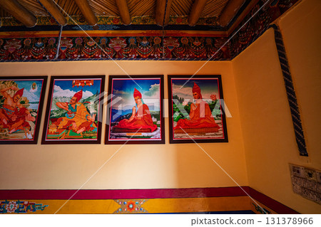 Fine art on the wall in Thiksey Monastery 131378966