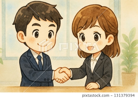 男女員工握手 131379394