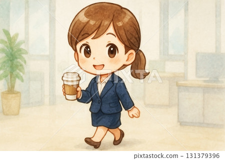 拿著咖啡的女員工 131379396
