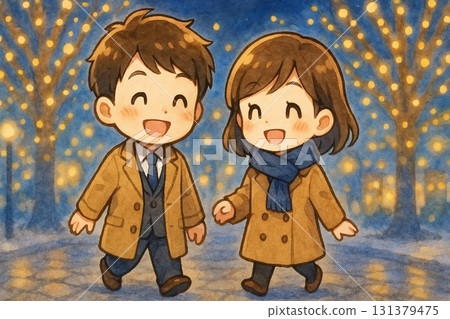 赤壁人物商務情侶風格享受冬季燈飾 131379475