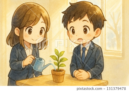 赤壁風格的員工在辦公室澆花 赤壁風格的員工在辦公室澆花 131379478