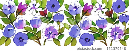 背景材質無縫圖案水彩風格插圖花卉圖案紫色 131379548
