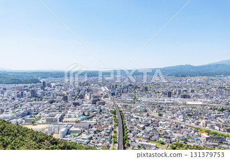 Fukushima City, Fukushima Prefecture - Cityscape of Fukushima City seen from a hill 131379753