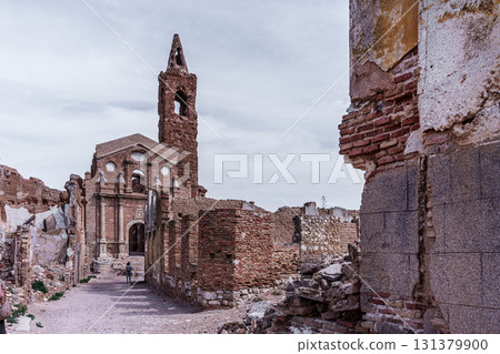 San martin de tours church rising over ruins of belchite old town after spanish civil war bombing San martin de tours church rising over ruins of belchite old town after spanish civil war bombing 131379900