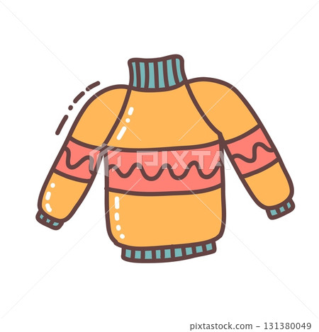 Autumn sweater, cute hand drawn seasonal object. Vector illustration in doodle style 131380049